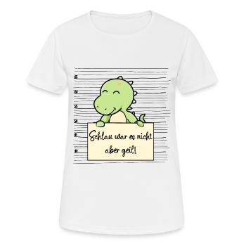 Dinosaurier lustiger Spruch humor Gefängnisbild - Frauen T-Shirt atmungsaktiv - Weiß - Vorne - AI Model Female 172 dark (172cm)