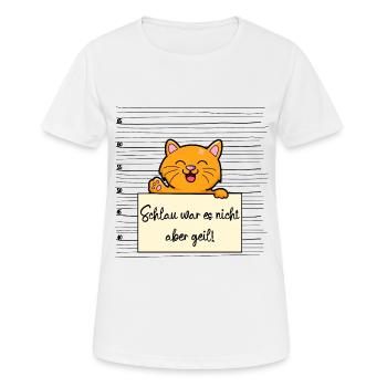 Katze lustiger Spruch humor Gefängnisbild - Frauen T-Shirt atmungsaktiv - Weiß - Vorne - AI Model Female 172 dark (172cm)