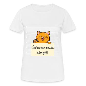 Katze lustiger Spruch humor Gefängnisbild - Frauen T-Shirt atmungsaktiv - Weiß - Vorne - AI Model Female 172 dark (172cm)