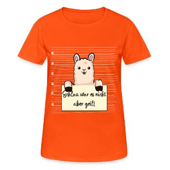 Lama lustiger Spruch humor Gefängnisbild - Frauen T-Shirt atmungsaktiv - Neonorange - Vorne - AI Model Female 172 dark (172cm)