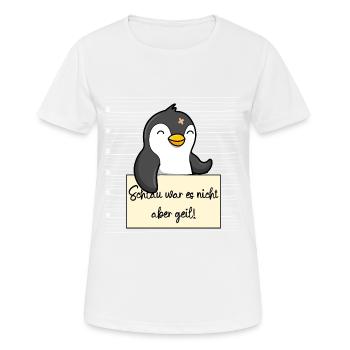 Pinguin lustiger Spruch humor Gefängnisbild - Frauen T-Shirt atmungsaktiv - Weiß - Vorne - AI Model Female 172 dark (172cm)