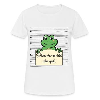 Frosch lustiger Spruch humor Gefängnisbild - Frauen T-Shirt atmungsaktiv - Weiß - Vorne - AI Model Female 172 dark (172cm)