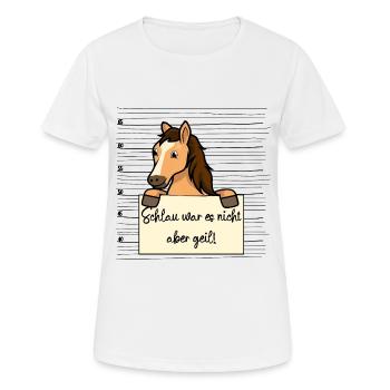 Pferd lustiger Spruch humor Gefängnisbild - Frauen T-Shirt atmungsaktiv - Weiß - Vorne - AI Model Female 172 dark (172cm)