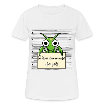 Gottesanbeterin lustiger Spruch humor Gefängnisbil - Frauen T-Shirt atmungsaktiv - Weiß - Vorne - AI Model Female 172 dark (172cm)