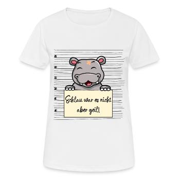 Nilpferd lustiger Spruch humor Gefängnisbild - Frauen T-Shirt atmungsaktiv - Weiß - Vorne - AI Model Female 172 dark (172cm)