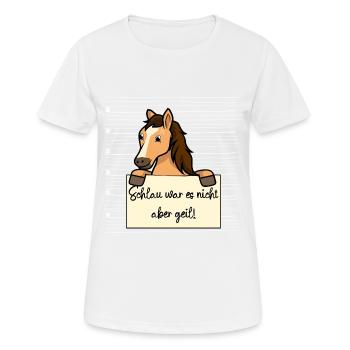 Pferd lustiger Spruch humor Gefängnisbild - Frauen T-Shirt atmungsaktiv - Weiß - Vorne - AI Model Female 172 dark (172cm)
