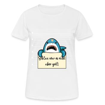 Hai lustiger Spruch humor Gefängnisbild - Frauen T-Shirt atmungsaktiv - Weiß - Vorne - AI Model Female 172 dark (172cm)