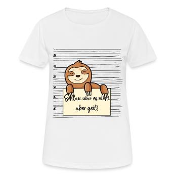 Faultier lustiger Spruch humor Gefängnisbild - Frauen T-Shirt atmungsaktiv - Weiß - Vorne - AI Model Female 172 dark (172cm)