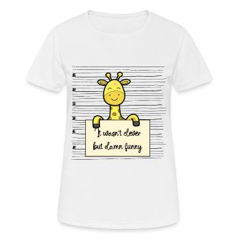 Giraffe lustiger Spruch humor Gefängnisbild - Frauen T-Shirt atmungsaktiv - Weiß - Vorne - AI Model Female 172 dark (172cm)