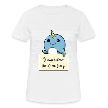 Narwal lustiger Spruch humor Gefängnisbild - Frauen T-Shirt atmungsaktiv - Weiß - Vorne - AI Model Female 172 dark (172cm)