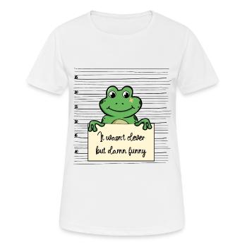 Frosch lustiger Spruch humor Gefängnisbild - Frauen T-Shirt atmungsaktiv - Weiß - Vorne - AI Model Female 172 dark (172cm)