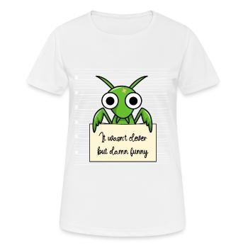 Gottesanbeterin lustiger Spruch humor Gefängnisbil - Frauen T-Shirt atmungsaktiv - Weiß - Vorne - AI Model Female 172 dark (172cm)