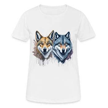 Aquarelle Wild Harmony Dingo et Loup - T-shirt respirant Femme - blanc - Devant - AI Model Female 172 dark (172cm)