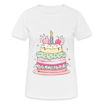 gâteau d'anniversaire joyeux anniversaire - T-shirt respirant Femme - blanc - Devant - AI Model Female 172 dark (172cm)