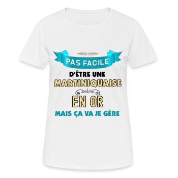 Martiniquaise en Or Humour Femme Antillaise - T-shirt respirant Femme - blanc - Devant - AI Model Female 172 dark (172cm)