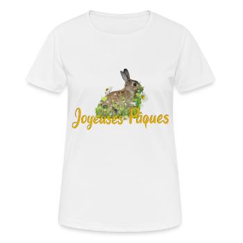 Joyeuses Paques Frohe Ostern - Frauen T-Shirt atmungsaktiv - Weiß - Vorne - AI Model Female 172 dark (172cm)