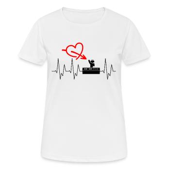 Techno - Mischpult - Schalplatten - DJ - Kopfhörer - Frauen T-Shirt atmungsaktiv - Weiß - Vorne - AI Model Female 172 dark (172cm)