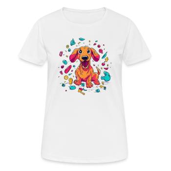 Verspielter Dackelwelpen-Unfug - Frauen T-Shirt atmungsaktiv - Weiß - Vorne - AI Model Female 172 dark (172cm)