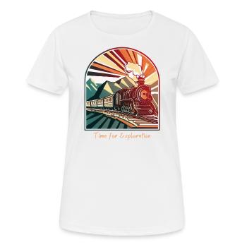 Time for Exploration: Vintage Steam Locomotive - Women's Breathable T-Shirt - white - Front - AI Model Female 172 dark (172cm)
