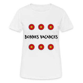 VACANCES. VIVE LES VACANCES. VACANCES. - T-shirt respirant Femme - blanc - Devant - AI Model Female 172 dark (172cm)