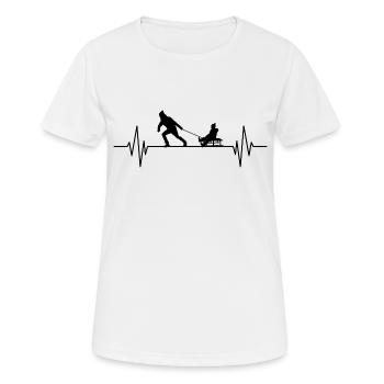 Luge, battement de cœur, luge, sports d’hiver - T-shirt respirant Femme - blanc - Devant - AI Model Female 172 dark (172cm)