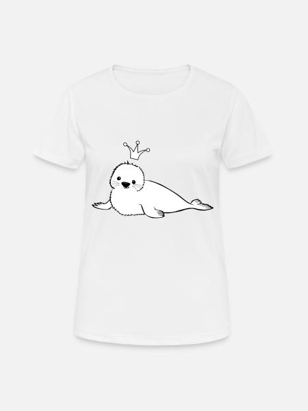 Robbe Design mit Krone - Frauen T-Shirt atmungsaktiv - Weiß