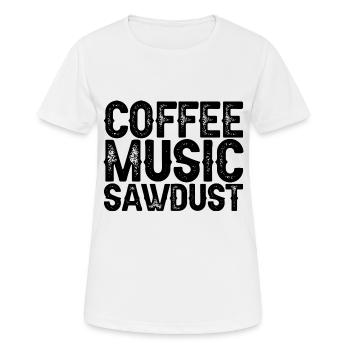 Café Musique Sciure de bois 3 - T-shirt respirant Femme - blanc - Devant - AI Model Female 172 dark (172cm)