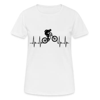 EGK; Bike, mountain bike, heartbeat, ride bike - Women's Breathable T-Shirt - white - Front - AI Model Female 172 dark (172cm)