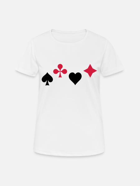 Pik Ass Herz Poker Blackjack Symbol Karten Kasino - Frauen T-Shirt atmungsaktiv - Weiß