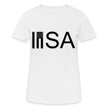 USA - Frauen T-Shirt atmungsaktiv - Weiß - Vorne - AI Model Female 172 dark (172cm)