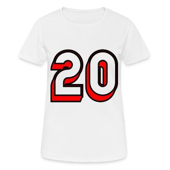 20 ANS,20e ANNIVERSAIRE,ANNIVERSAIRE 20 ANS,20 - T-shirt respirant Femme - blanc - Devant - AI Model Female 172 dark (172cm)