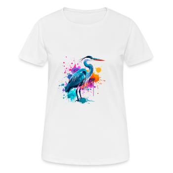 oiseau, héron, illustration, graffiti, coloré - T-shirt respirant Femme - blanc - Devant - AI Model Female 172 dark (172cm)