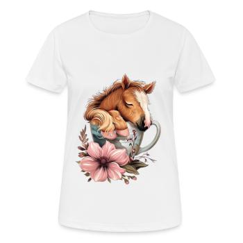 Pferd - Frauen T-Shirt atmungsaktiv - Weiß - Vorne - AI Model Female 172 dark (172cm)