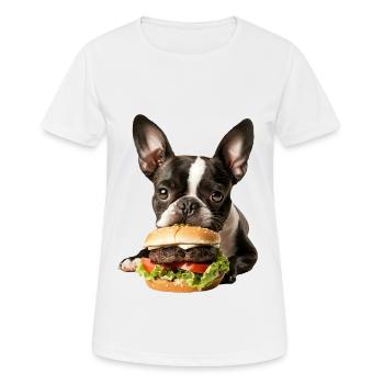 Boston Terrier - Frauen T-Shirt atmungsaktiv - Weiß - Vorne - AI Model Female 172 dark (172cm)