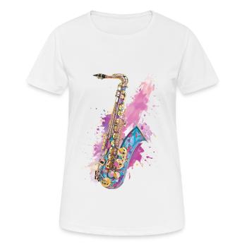 Saxophon - Frauen T-Shirt atmungsaktiv - Weiß - Vorne - AI Model Female 172 dark (172cm)