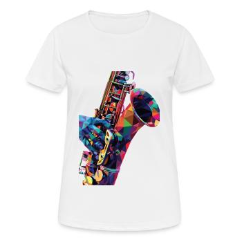Saxophone - T-shirt respirant Femme - blanc - Devant - AI Model Female 172 dark (172cm)