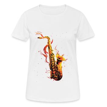 Saxophon - Frauen T-Shirt atmungsaktiv - Weiß - Vorne - AI Model Female 172 dark (172cm)