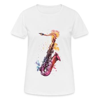 Saxophone - T-shirt respirant Femme - blanc - Devant - AI Model Female 172 dark (172cm)