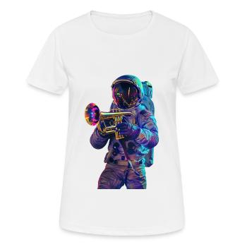 Astronaut Trompete - Frauen T-Shirt atmungsaktiv - Weiß - Vorne - AI Model Female 172 dark (172cm)