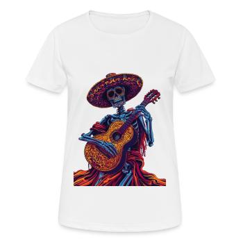Guitare squelette mexicaine - T-shirt respirant Femme - blanc - Devant - AI Model Female 172 dark (172cm)