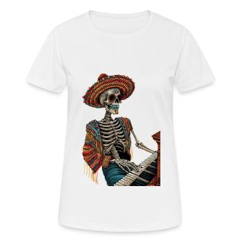 Piano Squelette Mexicain - T-shirt respirant Femme - blanc - Devant - AI Model Female 172 dark (172cm)