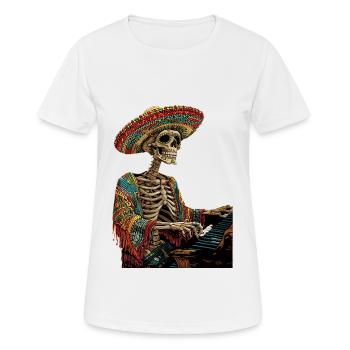 Piano Squelette Mexicain - T-shirt respirant Femme - blanc - Devant - AI Model Female 172 dark (172cm)