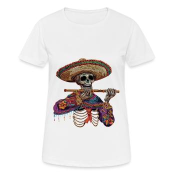 Flûte Squelette Mexicain - T-shirt respirant Femme - blanc - Devant - AI Model Female 172 dark (172cm)