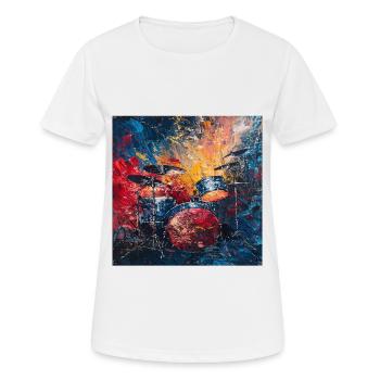 Schlagzeug - Frauen T-Shirt atmungsaktiv - Weiß - Vorne - AI Model Female 172 dark (172cm)