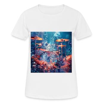 Schlagzeug - Frauen T-Shirt atmungsaktiv - Weiß - Vorne - AI Model Female 172 dark (172cm)