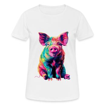 Schwein - Frauen T-Shirt atmungsaktiv - Weiß - Vorne - AI Model Female 172 dark (172cm)