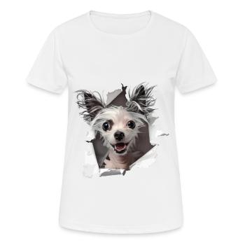 Chinesischer Schopfhund - Frauen T-Shirt atmungsaktiv - Weiß - Vorne - AI Model Female 172 dark (172cm)