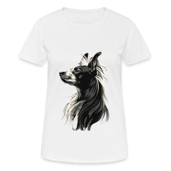 Chinesischer Schopfhund - Frauen T-Shirt atmungsaktiv - Weiß - Vorne - AI Model Female 172 dark (172cm)
