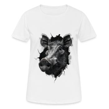 Warzenschwein - Frauen T-Shirt atmungsaktiv - Weiß - Vorne - AI Model Female 172 dark (172cm)