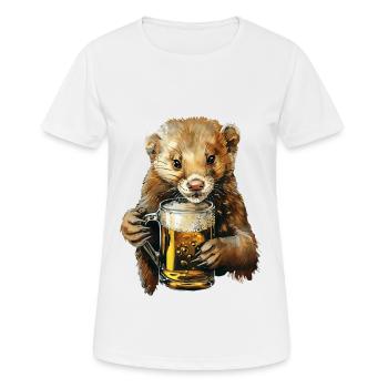 Wiesel Bier - Frauen T-Shirt atmungsaktiv - Weiß - Vorne - AI Model Female 172 dark (172cm)